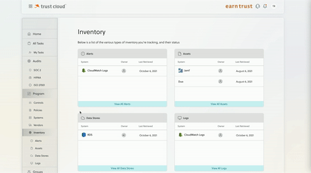 GIF of smart inventory management in trust cloud